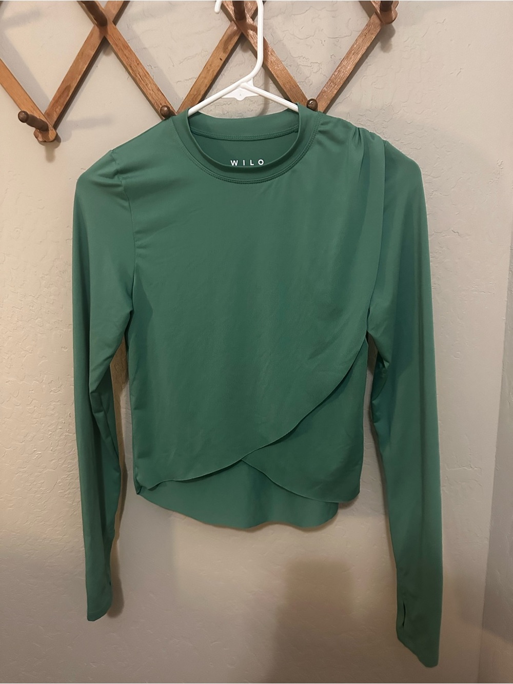 WILO Women's Green Long Sleeve Wrap-Front Tee
